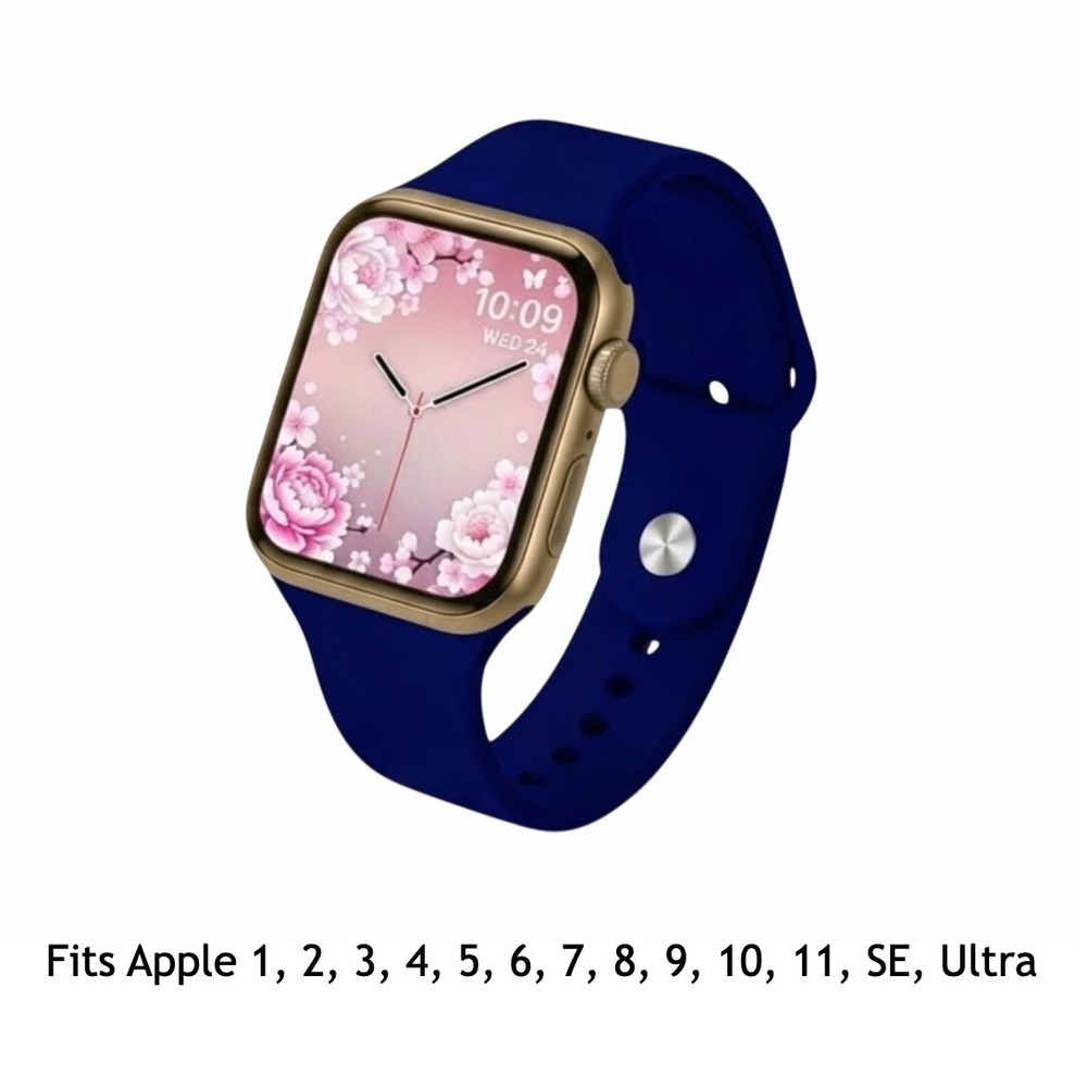 Apple iWatch Compatible Series Sporty Blue Silicone Watch Band 42/44/45/49mm
